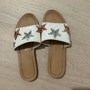Stylish White Slide Sandals with Star Accents